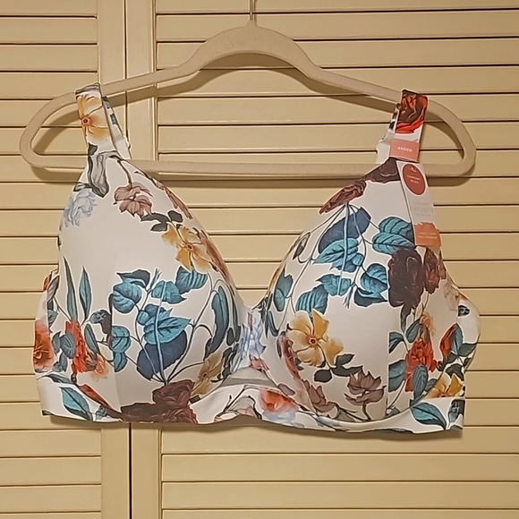 NWT Cacique Comfort Bliss Lightly Lined Full Coverage White Floral Bra 44DDD - Picture 4 of 11
